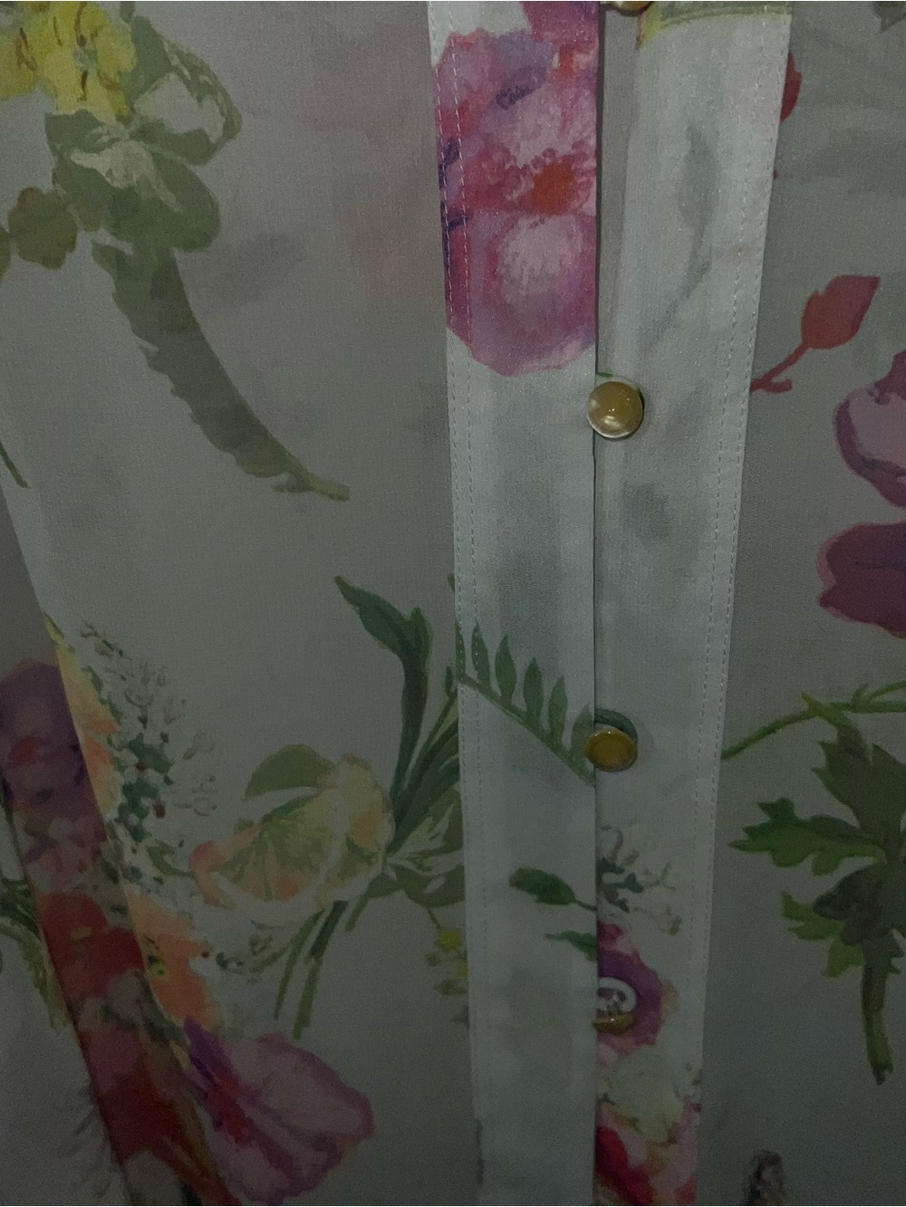 Ted Baker sheer light green floral print button-down blouse size Medium. - Picture 4 of 7